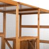 Outdoor Cat Enclosure, Large Wood Cat Cage with Sunlight Top Panel, Perches, Sleeping Boxes, Pet Playpen, Orange