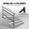 VEVOR Outdoor Stair Railing, Fits for 1-5 Steps Transitional Wrought Iron Handrail, Adjustable Exterior Stair Railing with Fence