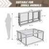 Folding Rabbit Hutch with Roosting Bar, Wood Collapsible Guinea Chick Run, Outdoor Bunny Cage, Portable, Gray